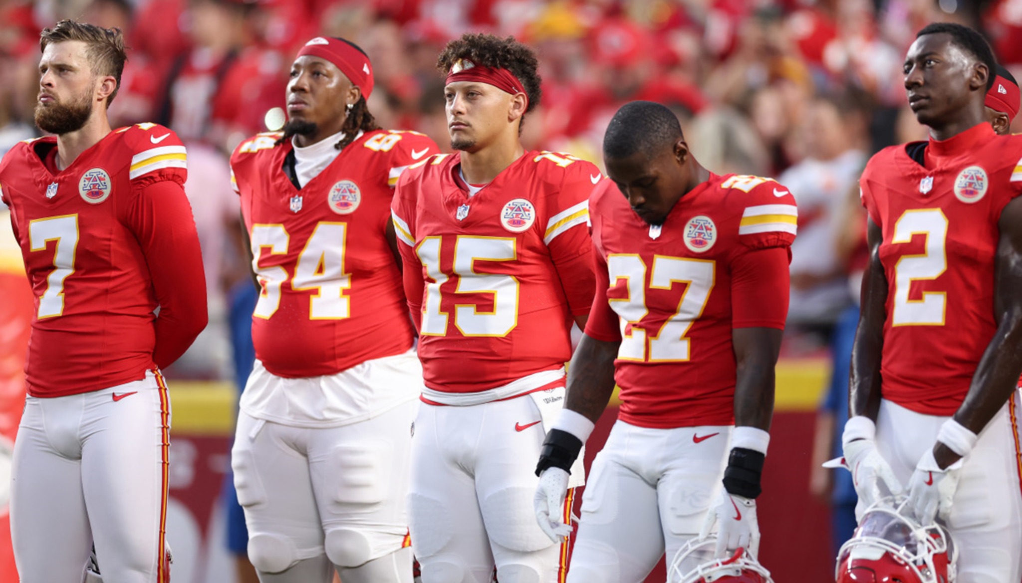Football players on a field